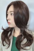 画像4: front ＆つむじlace wigセンター分けハイレイヤーデザインカットセミロング【ロゼブラウン】