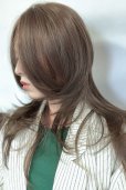 画像7: front ＆つむじlace wigセンター分けハイレイヤーデザインカットセミロング【フォギーグレージュ】