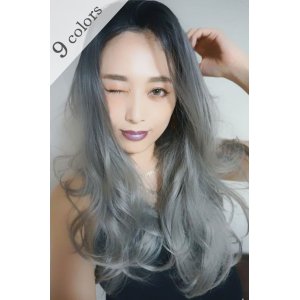 画像: 【SALE】front lace wig☆ジェンダーレスウェーブロング【根元黒染め×マットグレー】