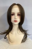 画像11: front ＆つむじlace wigセンター分けハイレイヤーデザインカットセミロング【フォギーグレージュ】 (11)