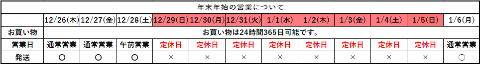 画像: 年末年始の営業について